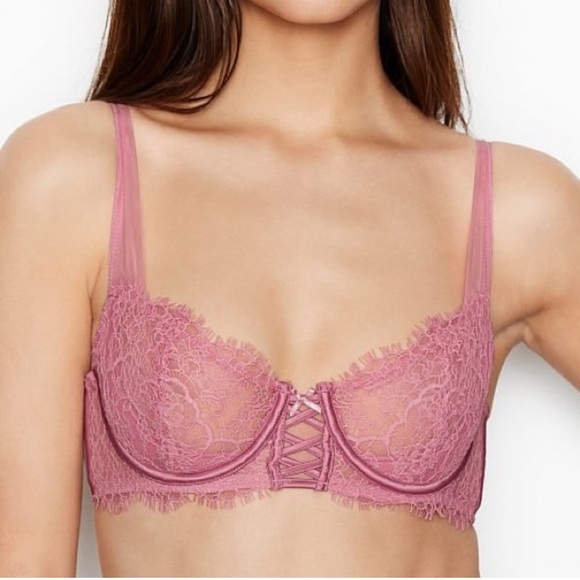 Victorias Secret Dream Angels Push Up Without Padding  Lace Bra 36C Pink - Picture 3 of 6